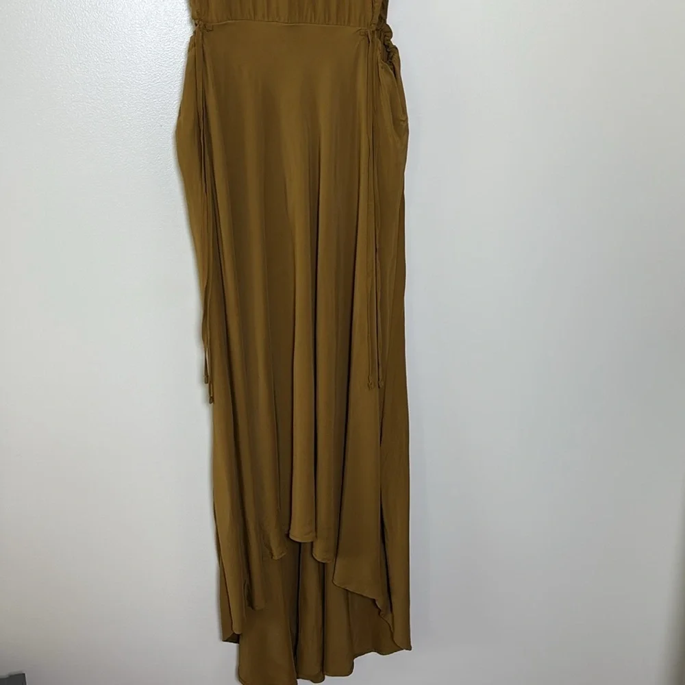 A New Day Brown Midi Dress Lightweight Cutout asymmetrical Hem‎ Tie Back Size M - Picture 3 of 15